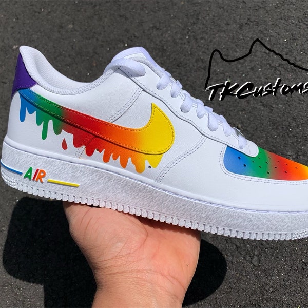 Rainbow Pride Custom Sneakers | Custom Shoes |Hand Painted | Rainbow Drip Custom Shoes | Sneakers| Rainbow Shoes| Uni-Sex Custom Shoes