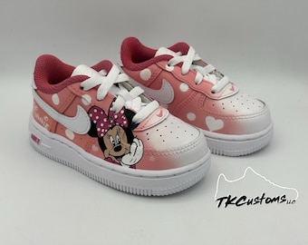 Custom Hand-Painted Minnie Mouse Sneakers: Toddler & Kids Shoes