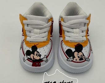 Handgeschilderde aangepaste Mickey Mouse-sneakers - kinder-/peuterschoenen