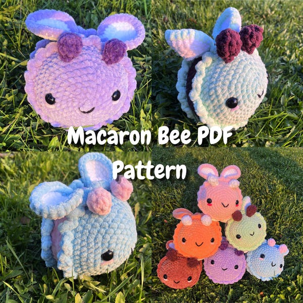 Crochet Macaron Bee Pattern PDF | Beginner Amigurumi Bee Plush | Cute Kawaii Dessert Bee | Easy Crochet Plushie Pattern | Quick Project