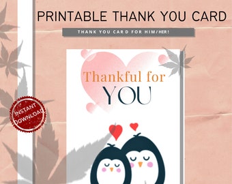 Happy Thanksgiving Card | DIGITAL DOWNLOAD Printable | Thank you cards for loved one | Thankful Card for him / her | Couple Card