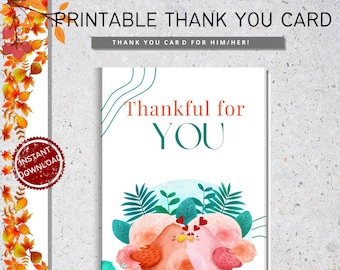 Happy Thanksgiving Card | DIGITAL DOWNLOAD Printable | Thank you cards for loved one | Thankful Card for him / her | Couple Card