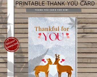 Happy Thanksgiving Card | DIGITAL DOWNLOAD Printable | Instant Downlaod | Thank you cards for loved one | Thankful Card for him| Couple Card