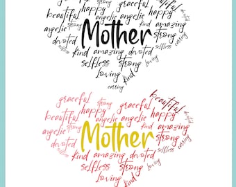 Mother Heart in Saying Design / Día de las Madres Svg / Regalo del Día de las Madres