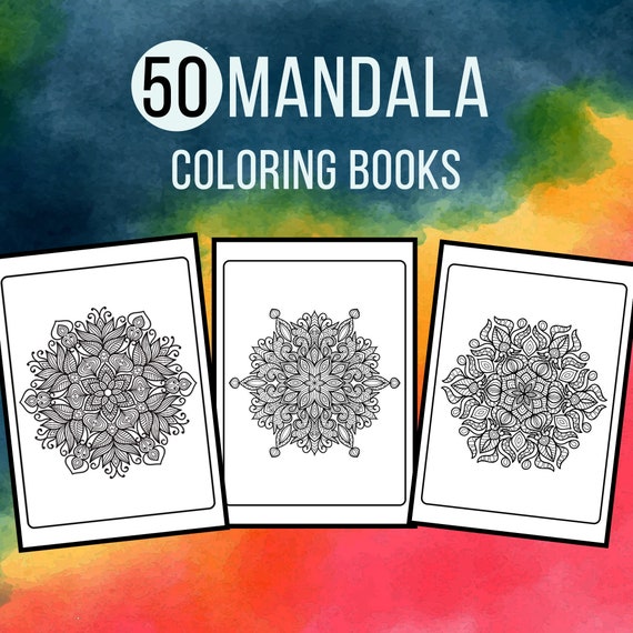 50 Mandalas Printable Adult Coloring Pages Floral Mandala | Etsy