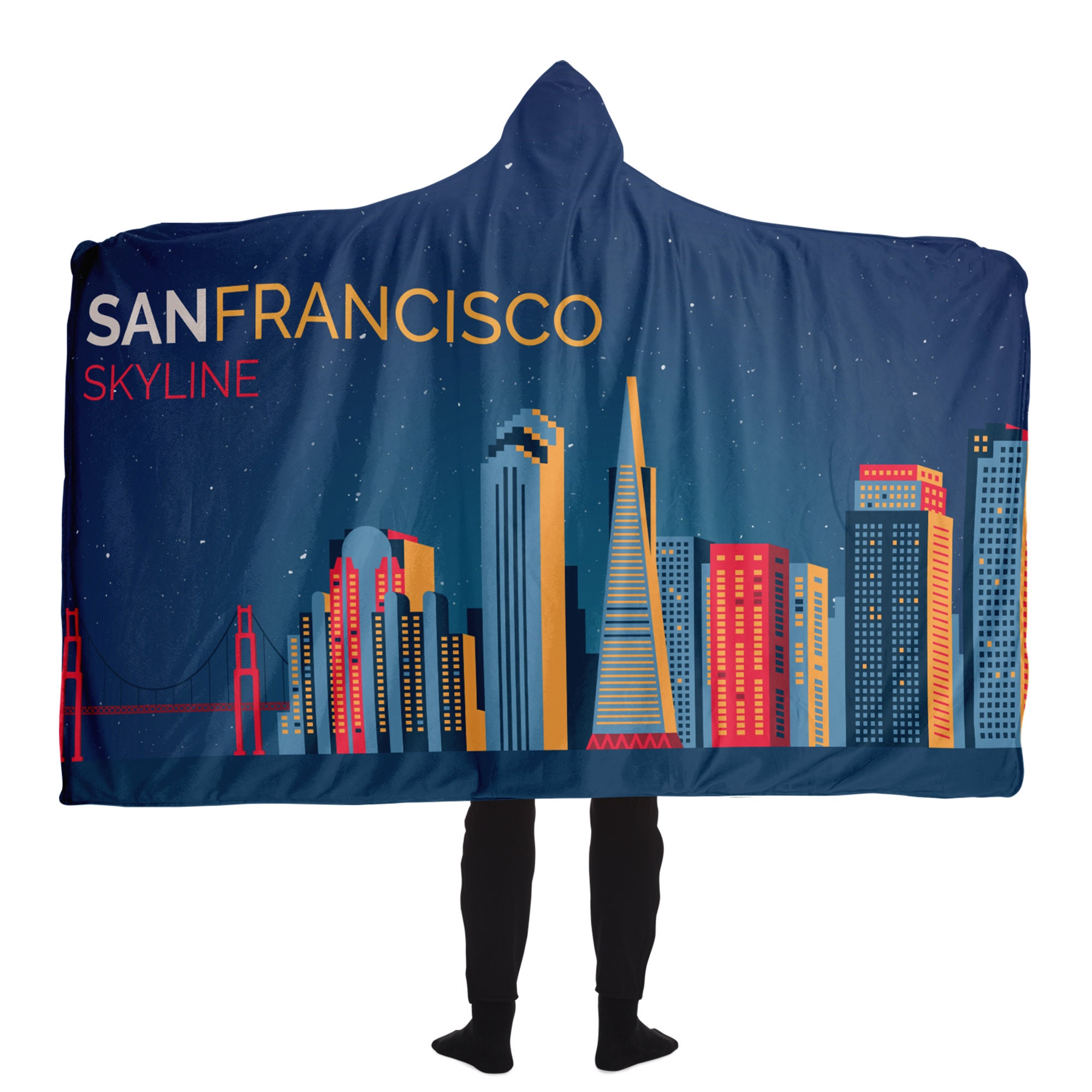 Discover San Francisco Skyline Hooded Blanket