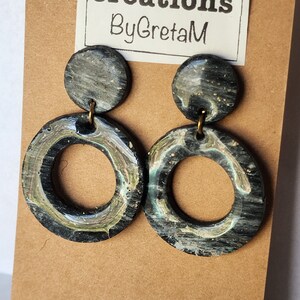 Splendid Stones - Grey and Gold Earrings - Grey Earrings with Gold Accents