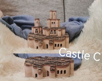 Telescopic Magic Castle Toy,wood Pop-up Log Castle, Handmade