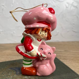 Vintage 1980s Strawberry Shortcake With Custard Cat Christmas Ornament --American Greetings Corp--NO BOX