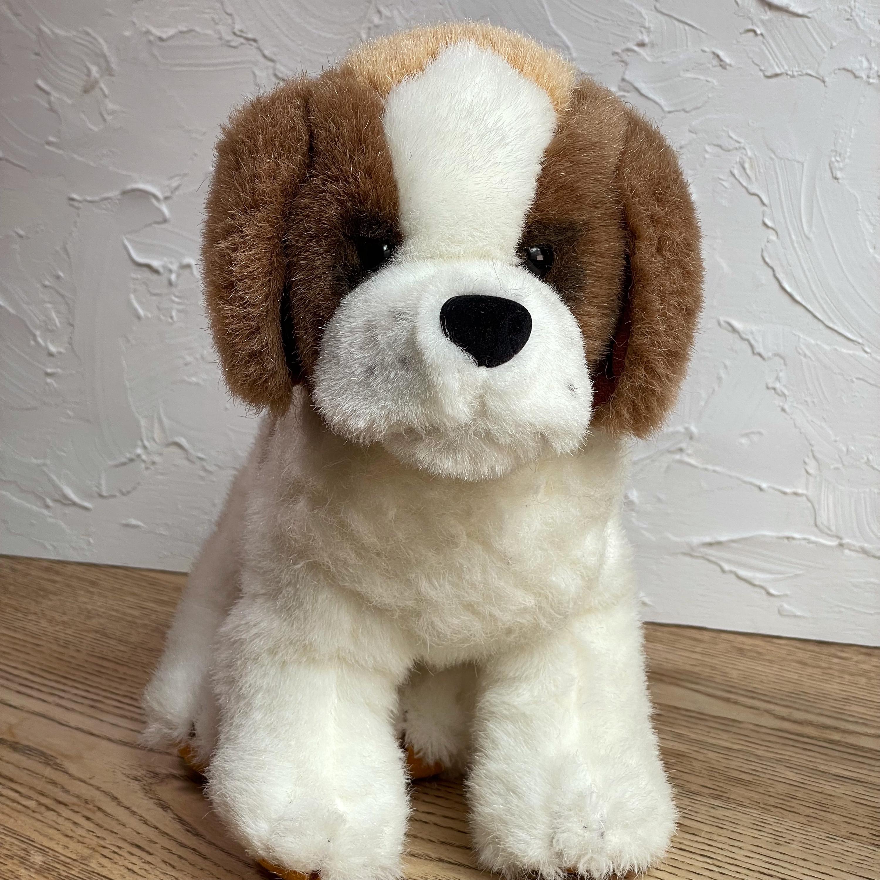 Vintage 1980s Saint St Bernard Puppy Dog Plush --stuffed Dog