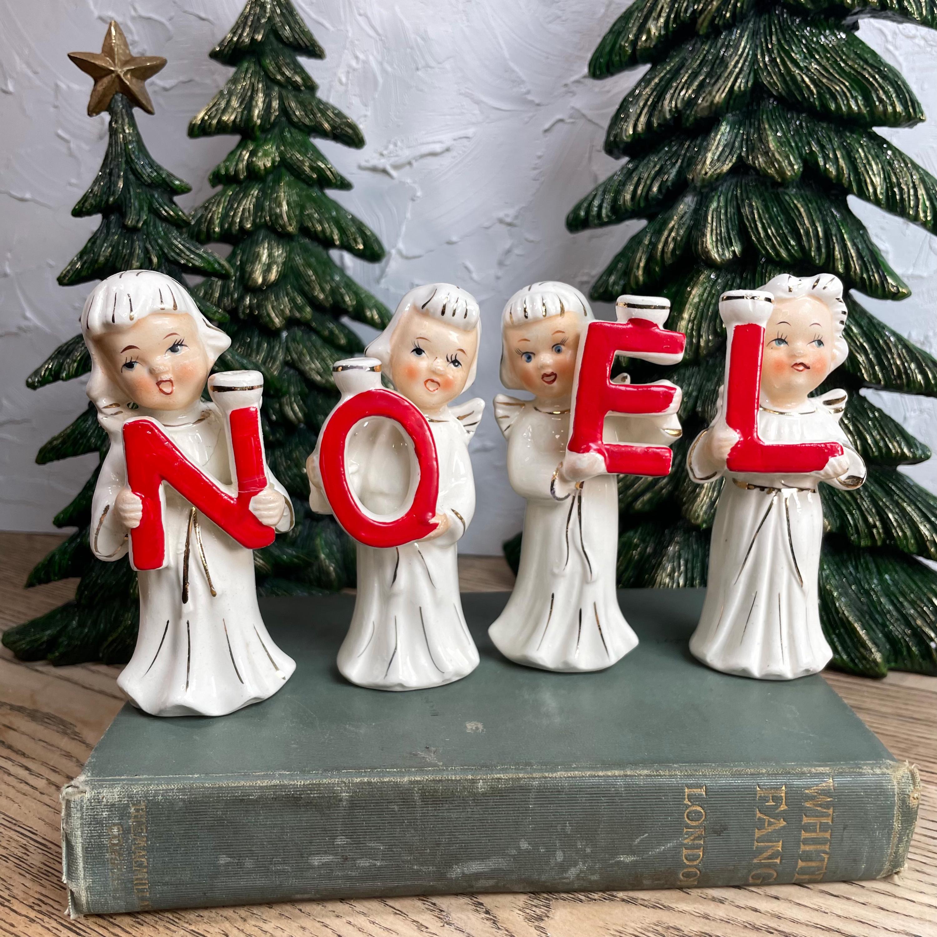 1950's NOEL Angel Candle Holders --vintage Christmas Decor