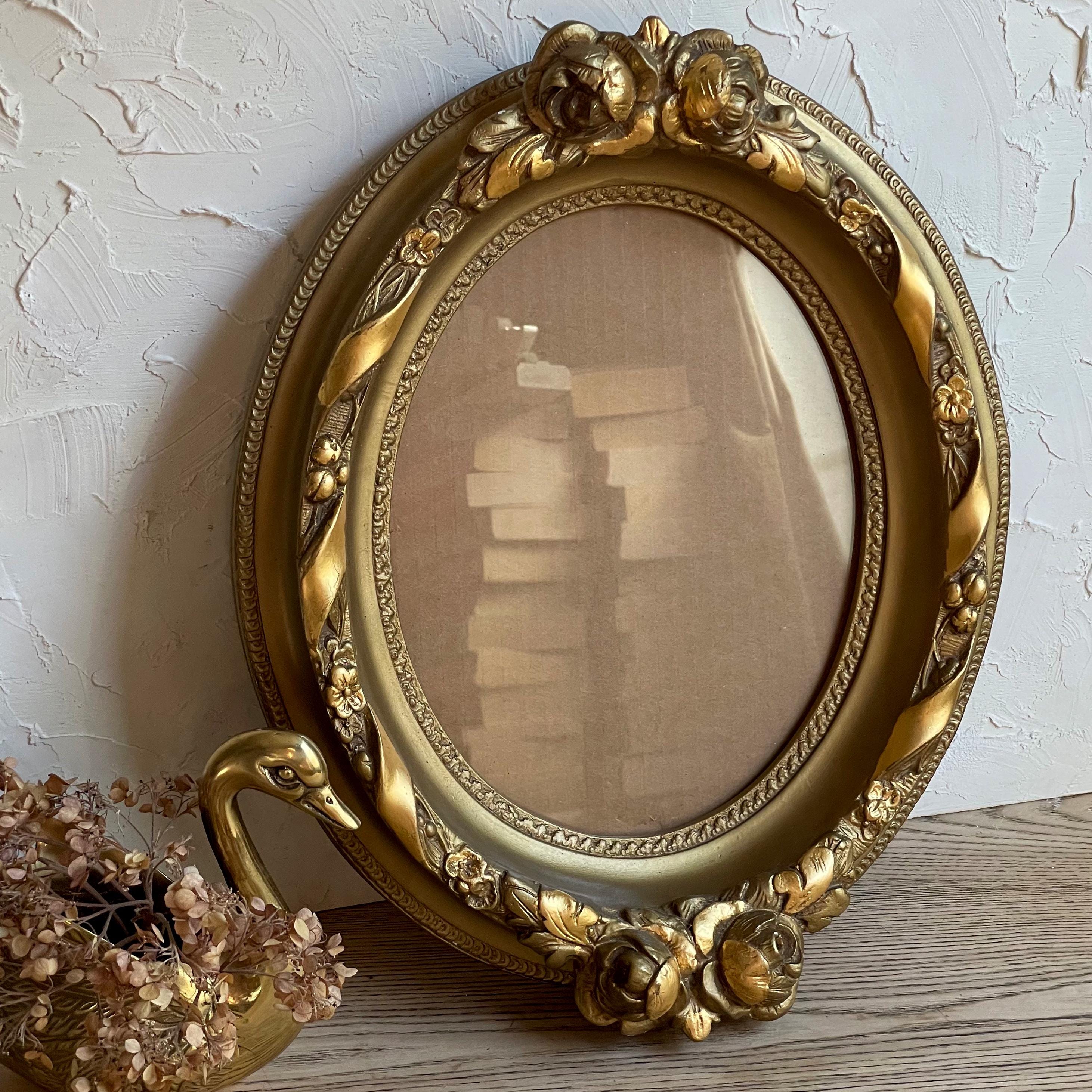 1930s Ornate Gold Oval Frame With Gorgeous Twisted Floral Detailing & 3 ...