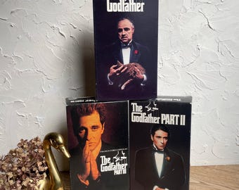 Vintage The Godfather Part 1 2 & 3 Complete VHS Tape Set -- Mafia crime movies