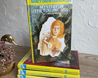 Vintage Nancy Drew Mystery Stories Book Bundle - Set of 4 Yellow 2000s Hardback Books- BOOKS 23, 24, 25, 26
