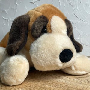 Vintage Saint St Bernard Puppy Dog Plush --Stuffed Dog Animal Toy