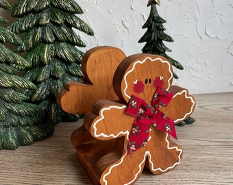 Vintage Wooden Gingerbread Man Napkin Holder -Holiday Kitchen Decor -Winter Season festive Kitchen decor