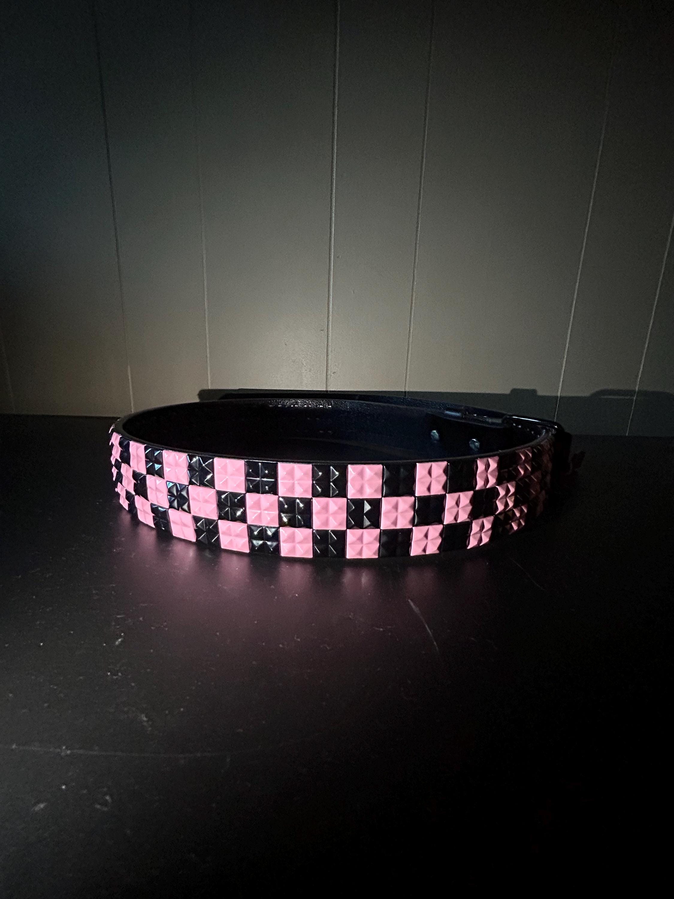 Pink and Black Studded Belt - Etsy display picture 1