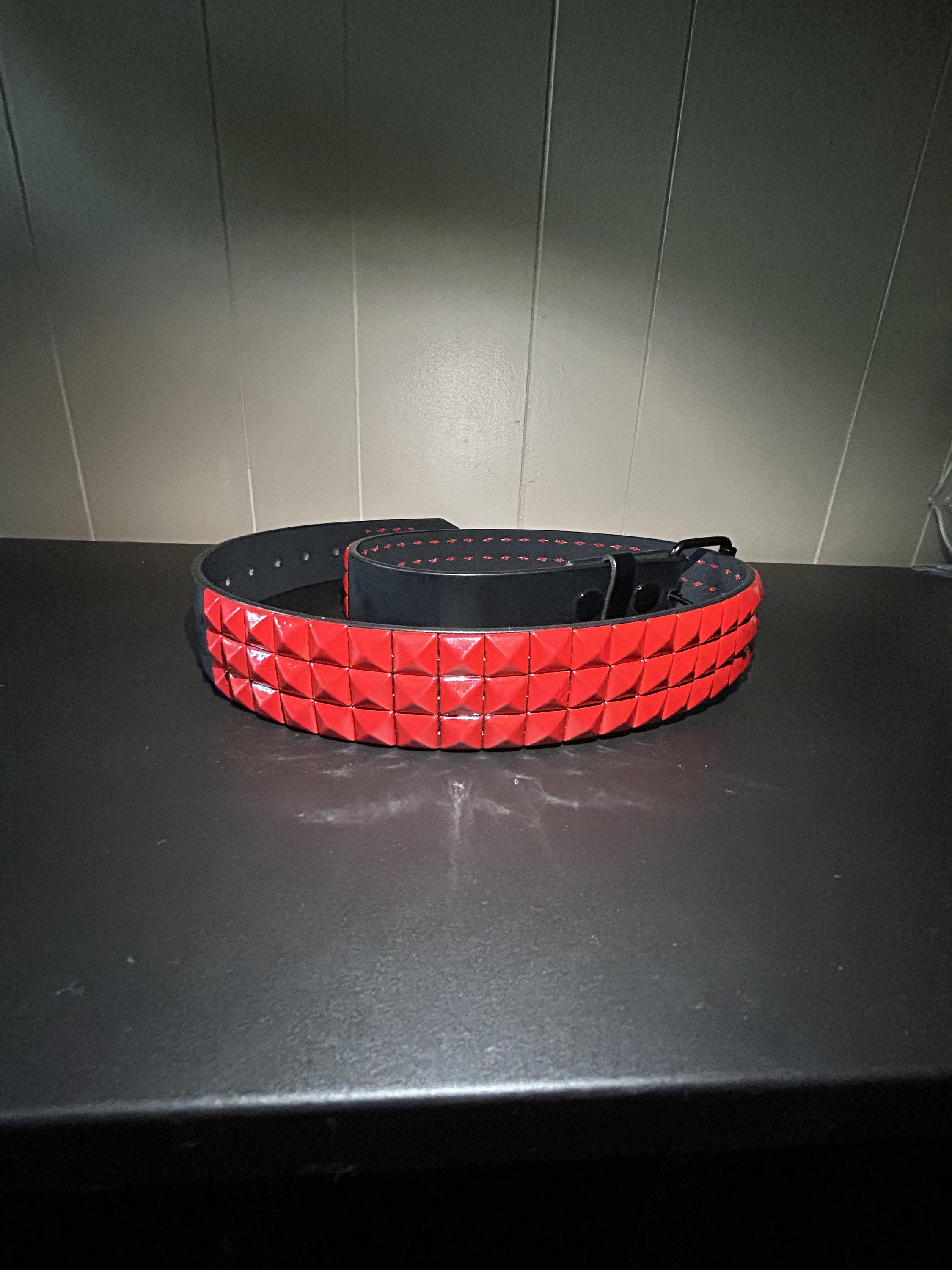 Studded Belt Solid Red/black - Etsy