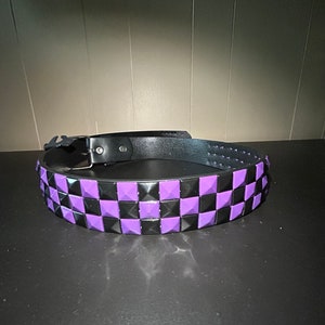 Checkerboard Studded Belt - Purple