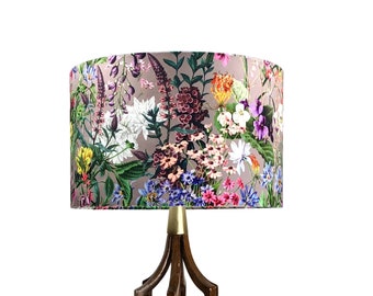 LAMPSHADE ONLY, Velvet print lampshade, multicolor floral print lampshade, handmade lampshade, drum lampshade,