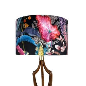 LAMPSHADE ONLY, Velvet floral print lampshade, Plants botanical garden print lampshade, handmade lampshade, drum lampshade,