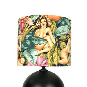 LAMPSHADE ONLY, Pin up girl lampshade, multicolor print lampshade, handmade lampshade, Retro print lampshade, floral print lampshade