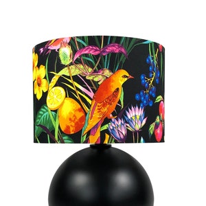 LAMPSHADE ONLY, Floral print lampshade, flowers lampshade, handmade lampshade, drum lampshade, black lampshade, birds lampshade