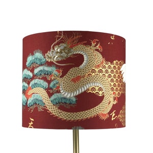 LAMPSHADE ONLY, Cranes dragon birds print lampshade, Gold print lampshade, handmade lampshade, drum lampshade, Japanese print lampshade