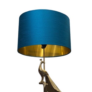 NUR LAMPENSCHIRM, blaugrüner Kunstseide Lampenschirm für Tisch Stehlampe handgemachter Lampenschirm Ovaler Lampenschirm zeitgenössischer Lampenschirm