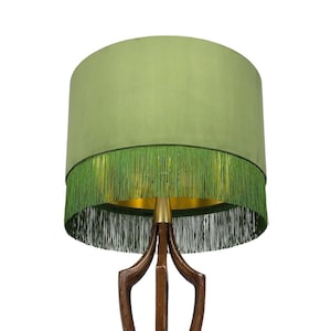 LAMPSHADE ONLY, Velvet lampshade, Olive green color lampshade, Fringe handmade lampshade, drum lampshade, lampshade for floor lamp