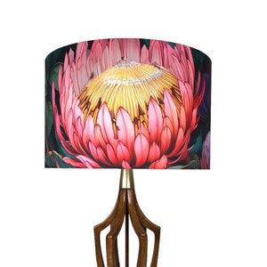 LAMPSHADE ONLY, Protea flower print lampshade, cotton lampshade, handmade lampshade, floral print lampshade, leaves print lampshade
