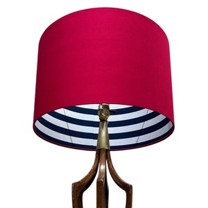 LAMPSHADE ONLY, Double sided lampshade, Nautical print lampshade, handmade lampshade, Navy blue stripe lampshade, Red Lampshade,