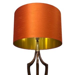 LAMPSHADE ONLY, Faux Silk burnt orange drum lampshade, custom made to order handmade lampshade, modern contemporary table floor lampshade