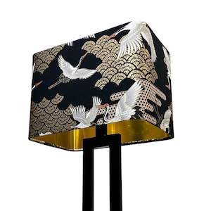 LAMPSHADE ONLY, Cranes birds chinoiserie lampshade, handmade custom made to order lampshade, rounded corner rectangle contemporary lampshade