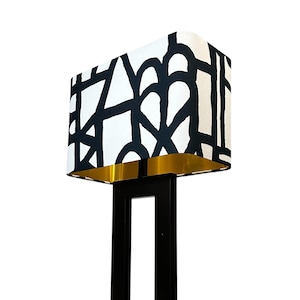 LAMPSHADE ONLY, Abstract art Handmade Black & White Rectangle Table Lamp, Designer Modern Lampshade, Luxury Contemporary Home Decor