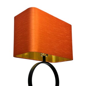 LAMPSHADE ONLY, Orange faux silk lampshade, handmade custom made to order lampshade, rounded corner rectangle contemporary lampshade