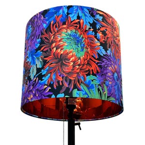LAMPSHADE ONLY, Floral print lampshade Chrysanthemum lampshade, handmade made-to-order custom drum lampshade, multicolor flowers lampshade