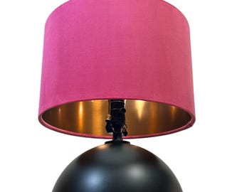 LAMPSHADE ONLY, Pink Velvet copper color lining lampshade, handmade custom made to order drum lampshade,