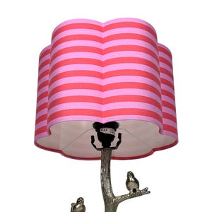 LAMPSHADE ONLY, Pink stripe scallop flower lampshade, handmade custom made to order lampshade, contemporary modern lampshade