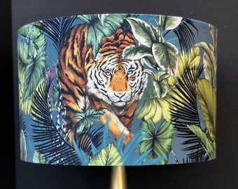 LAMPSHADE ONLY, Velvet print lampshade, Bengal Tiger print lampshade, handmade lampshade, drum lampshade, birds print, floral lampshade