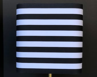 LAMPSHADE ONLY, Square cube box lampshade, Stripe lampshade, handmade lampshade, contemporary lampshade, monochrome lampshade