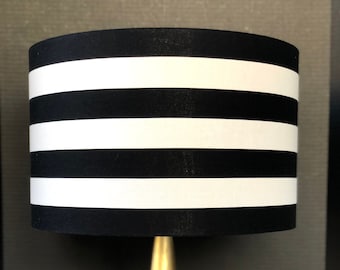 LAMPSHADE ONLY, Black white monochrome lampshade, handmade made to order custom lampshade, bold horizontal stripes lampshade