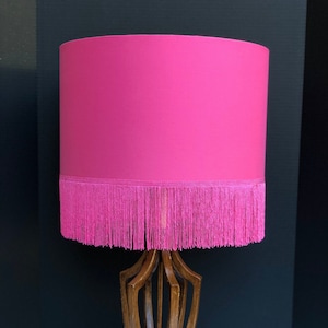 LAMPSHADE ONLY, Bubble gum pink fringe lampshade, cotton lampshade, handmade lampshade, large lampshade, contemporary lampshade