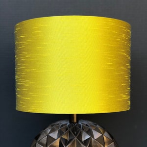 LAMPSHADE ONLY, Faux Silk lampshade, Chartreuse color lampshade, handmade lampshade, drum lampshade, contemporary lampshade