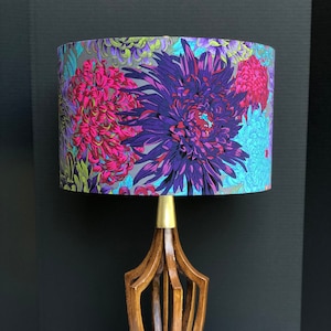 LAMPSHADE ONLY, Floral print lampshade, Chrysanthemum lampshade, handmade lampshade, drum lampshade, flowers lampshade, purple flowers