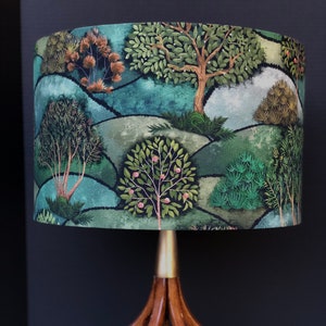 LAMPSHADE ONLY, Garden print lampshade, Teal print lampshade, handmade lampshade, drum lampshade, apple trees lampshade, nature lampshade