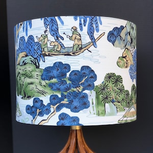 LAMPSHADE ONLY, Garden print lampshade, Scenic print lampshade, handmade lampshade, drum lampshade, floral lampshade