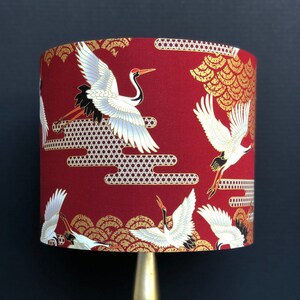 NUR LAMPENSCHIRM, Kranich Vogel Druck Lampenschirm, Golddruck Lampenschirm, handgemachter Lampenschirm, Trommel Lampenschirm, japanischer Druck Lampenschirm