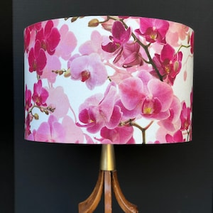 LAMPSHADE ONLY, Floral lampshade, Orchids lampshade, flowers lampshade, drum lampshade, Linen lampshade