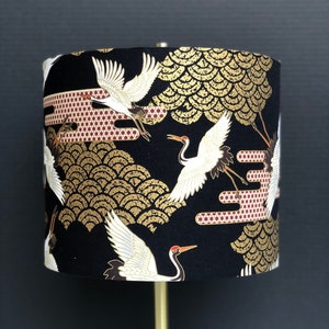 NUR LAMPENSCHIRM, Kraniche Vögel drucken Lampenschirm, Golddruck Lampenschirm, handgemachter Lampenschirm, Trommellampenschirm, Lampenschirm mit japanischem Druck